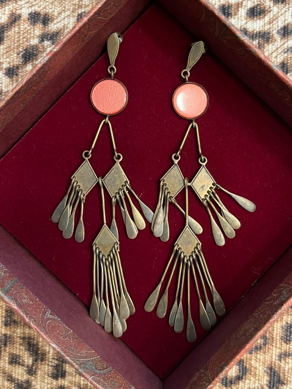 Etro Bronze/Red Metallic Fringed Earrings